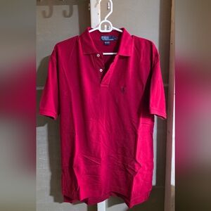 Ralph Lauren Classic Red Polo Shirt Red With Navy Pony Large